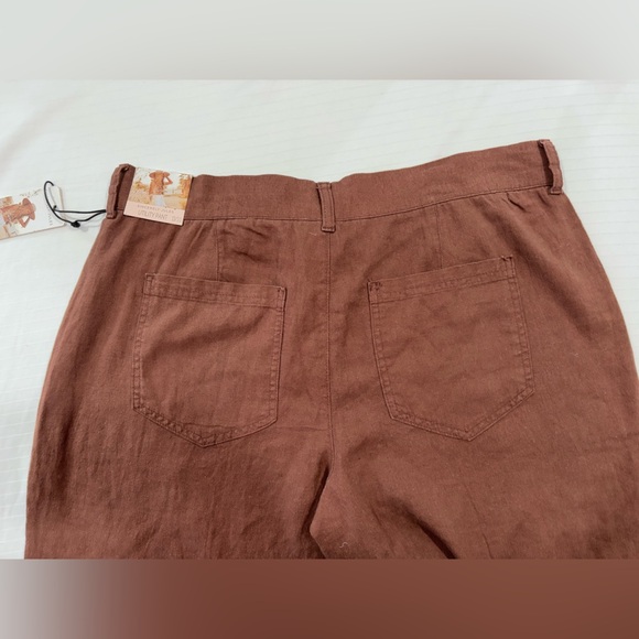 🌟🌟Sincerely Jules Women’s Linen Blend Casual Cargo Flare Pants - Brown 🌟🌟 - Picture 11 of 14